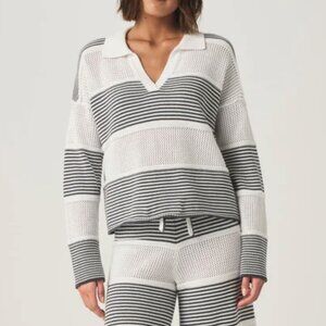 Drop Shoulder Long Sleeve Collared Sweater